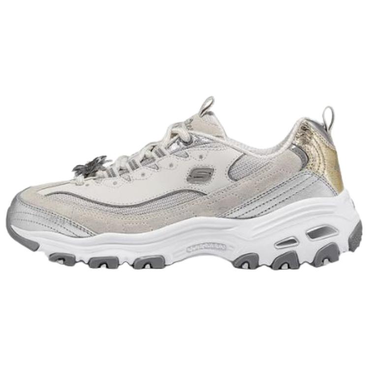 Skechers D'LITES 1.0 Cushioning, Wear Resistant Low top Chunky Sneakers Women's Silver Gold