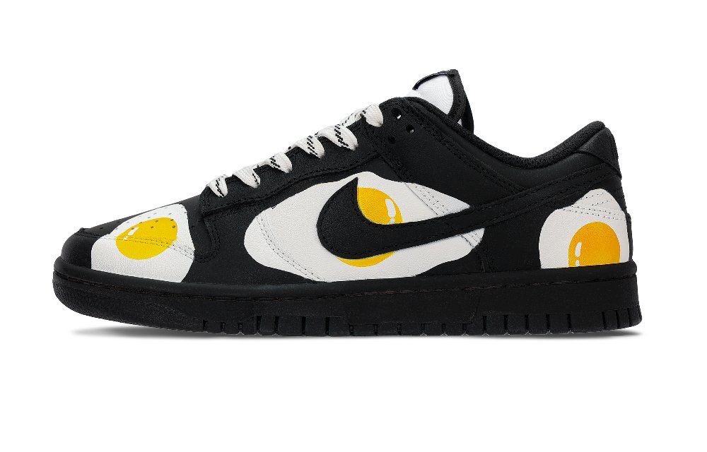 Nike Dunk Skateboard Shoes Women's Low-Top Black And White/Yellow