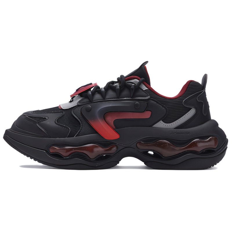 FILA FUSION NEBULA VDAY Cushioning Wear-Resistant Low-Top Casual Shoes Men's Black Red