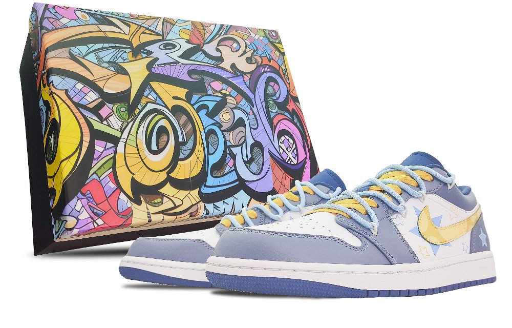 Jordan Air Jordan 1 Low-Top Skateboard Shoes Men's Blue White