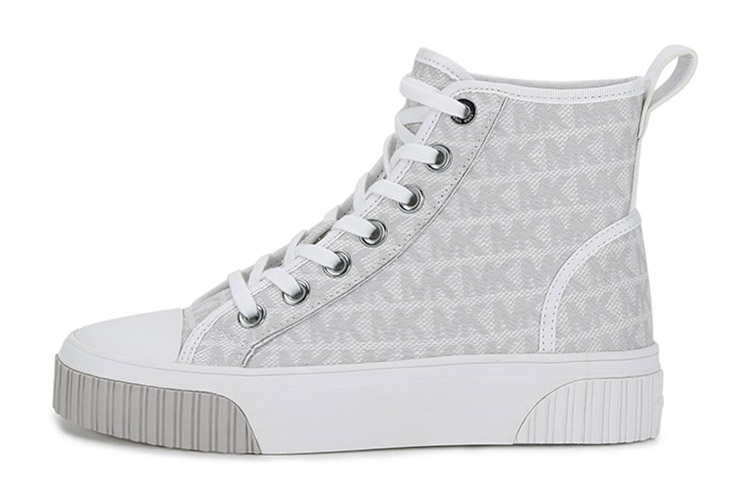 MICHAEL KORS Gertie High Top Stylish Skateboarding Shoes Women's Silver White