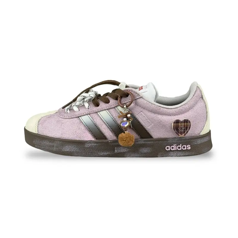 Adidas VL COURT 2.0 Abrasion Resistant Low top Skateboard Shoes Women's Pink