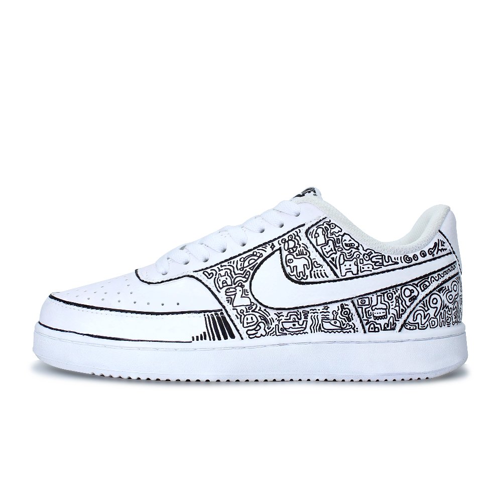 Nike Court Vision 1 Lightweight And Breathable Low-Top Skateboard Shoes Men's White Black