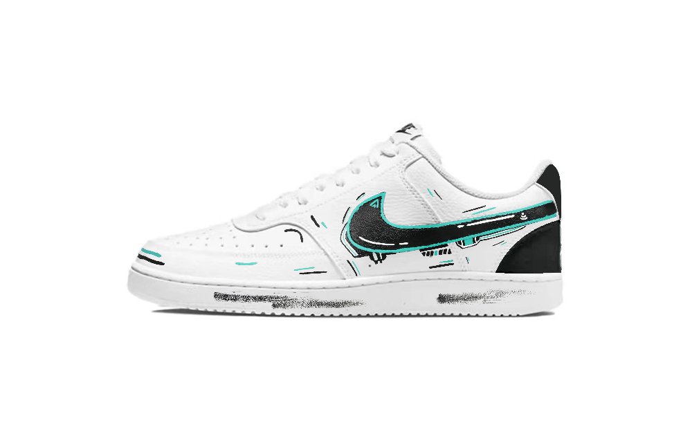 Nike Court Vision 1 Coverage Cushioning Balance Low-Top Skateboard Shoes Men's Black White