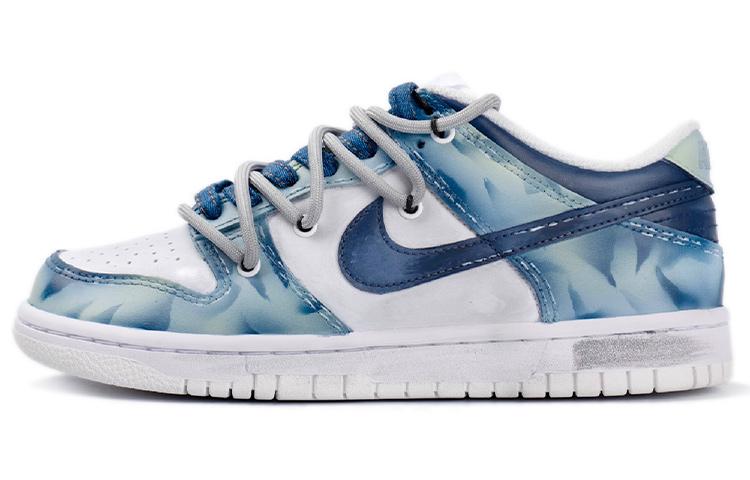 Nike Dunk Grey Fog Slip Resistant, Abrasion Resistant, Lightweight Low Top Skateboard Shoes GS Blue White