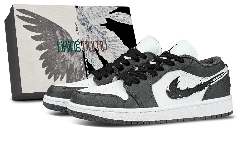 Jordan Air Jordan 1 Quick Dry Low Top Vintage Basketball Shoes Unisex Gray