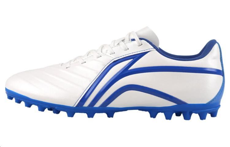 LiNing MG Rubber Short Studs Artificial Ground Cushioning Anti-Slip And Wear-Resistant Soccer Shoes Men's White Blue