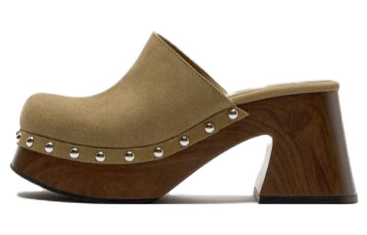 ZARA Closed Toe Slippers Women's Taupe