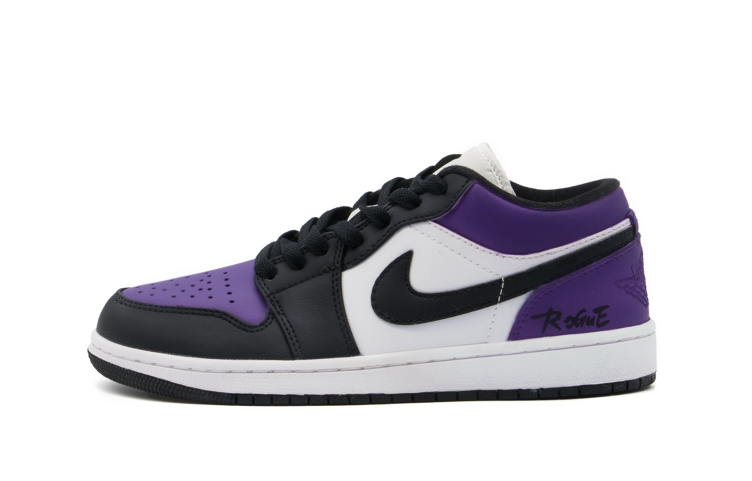 Jordan Air Jordan 1 Abrasion Resistant Low top Vintage Basketball Shoes Unisex Black Purple White