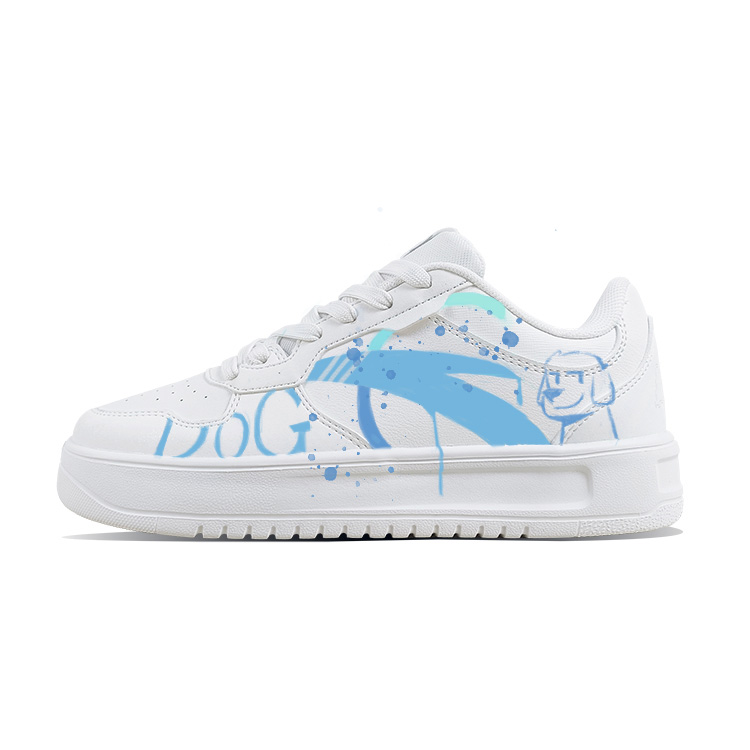 Anta Slip Resistant, Abrasion Resistant, Lightweight Low Top Skateboard Shoes Unisex White Blue