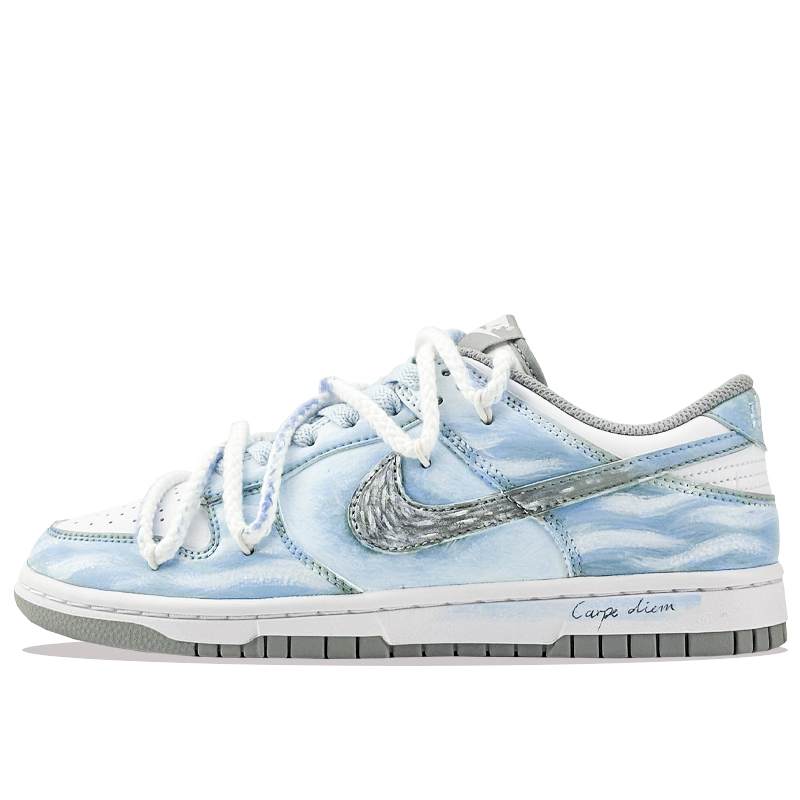 Nike Dunk Dusty Blue Time Zone Cushioning, Wear Resistant Low Top Skateboard Shoes Unisex White Blue