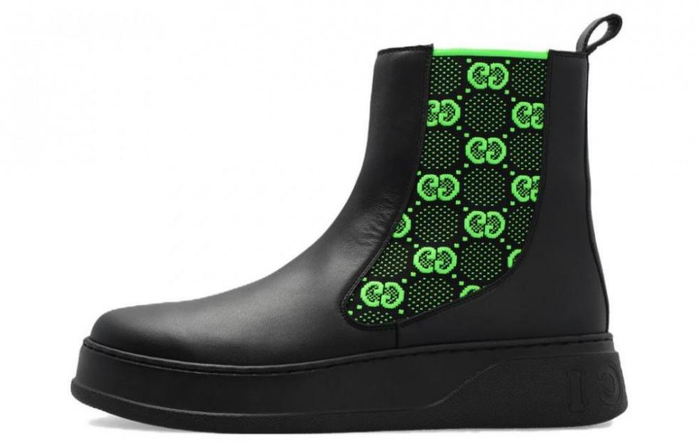 GUCCI Boot 'GG Jersey   Black Neon Green'