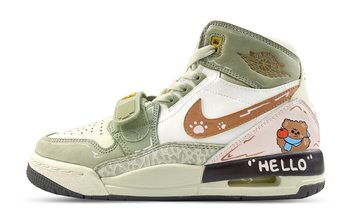 Jordan Legacy 312 Cushioning Anti-Slip And Wear-Resistant High-Top Vintage Basketball Shoes GS Green Brown