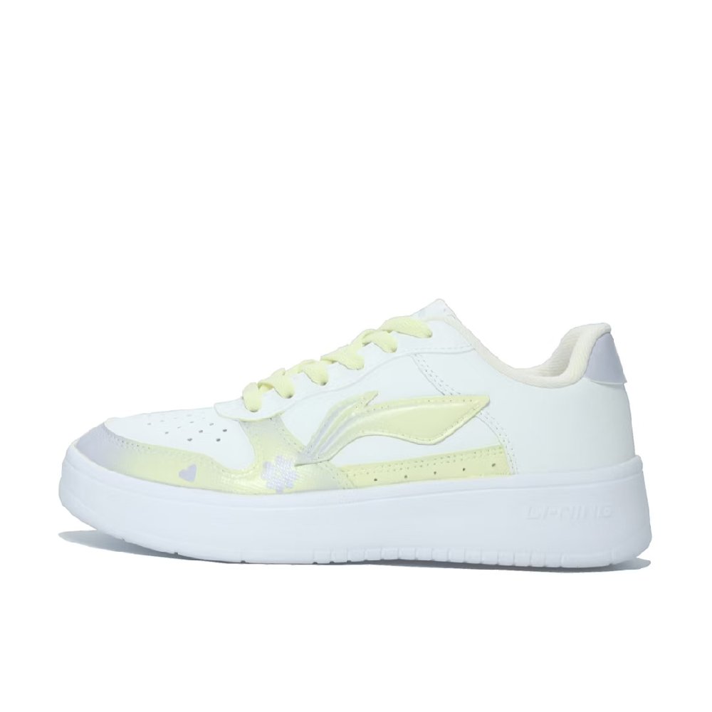 LiNing Pontoon Boats Cushioning Lightweight Low Top Skateboard Shoes Women's White Yellow