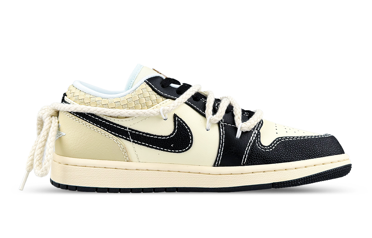Jordan Air Jordan 1 Low top Vintage Basketball Shoes Men's Beige Black