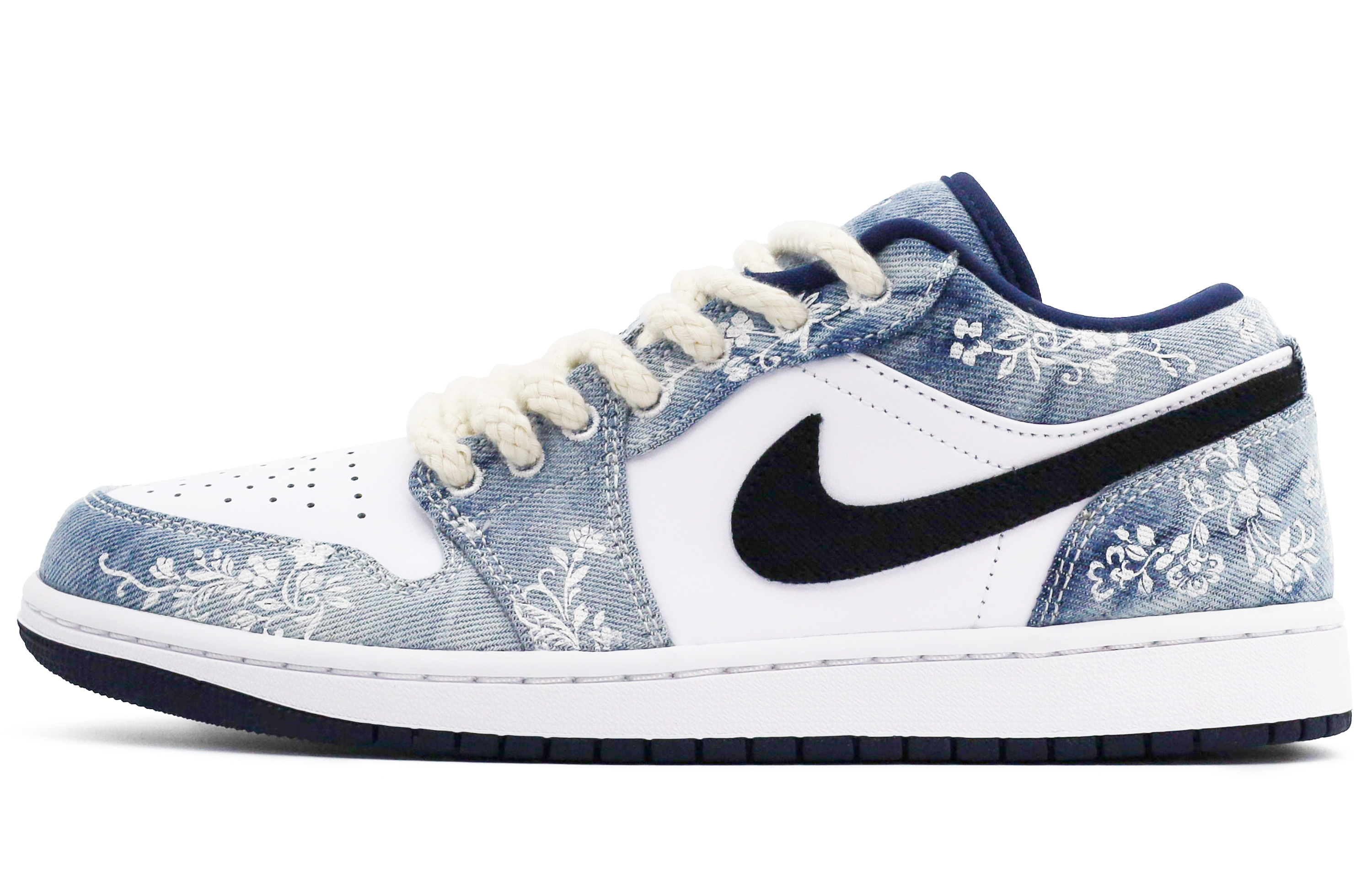 Jordan Air Jordan 1 Low top Vintage Basketball Shoes Men's Black White Blue