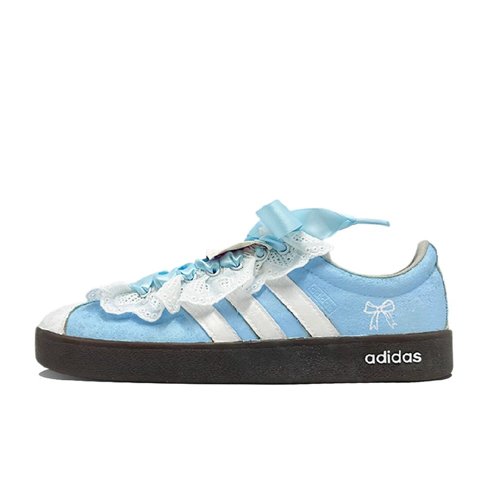 Adidas VL COURT 2.0 Love Letter Coverage Abrasion Resistant Low Top Skateboard Shoes Unisex Sky Blue