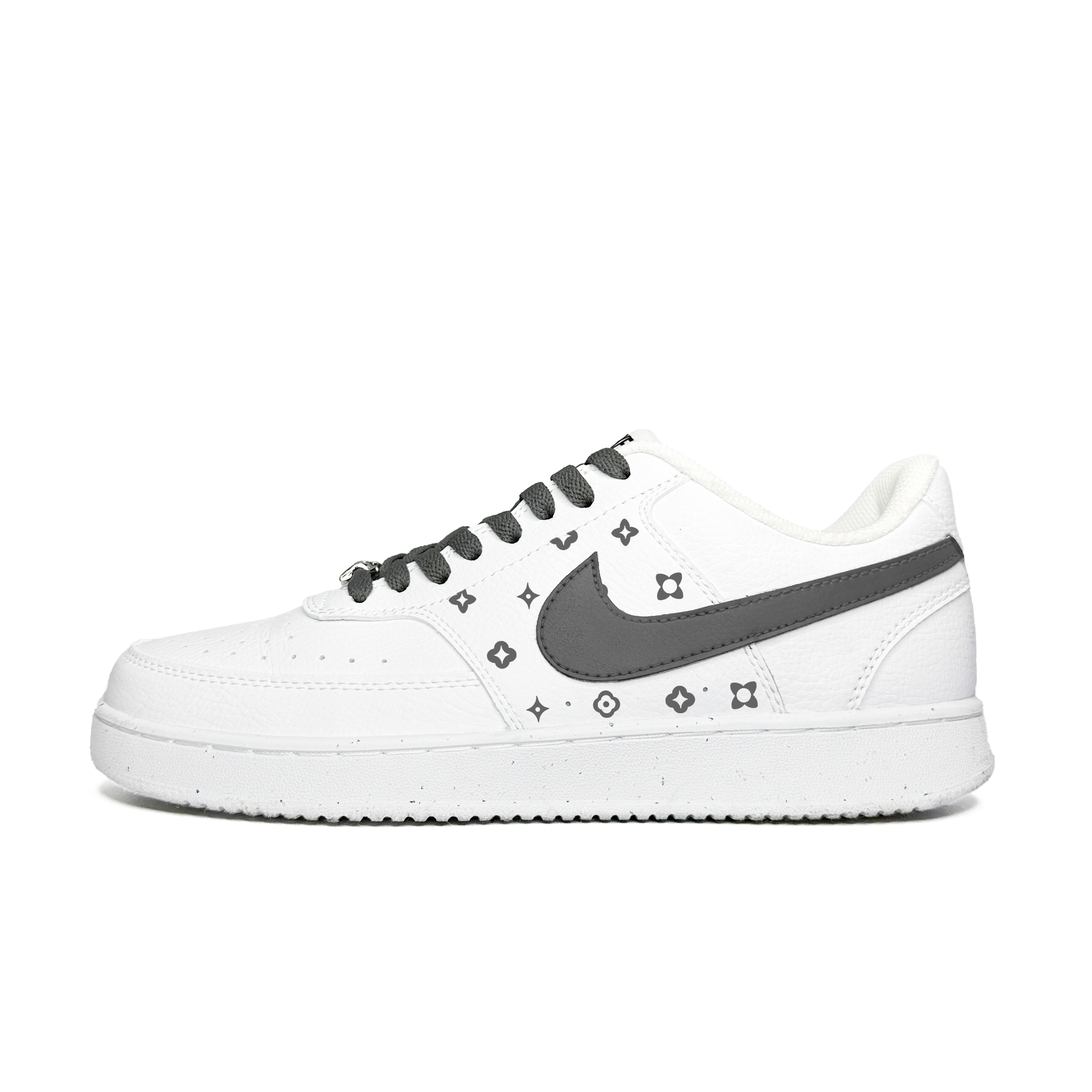 Nike Court Vision 1 Casual, Vintage, Niche Abrasion Resistant Breathable Low top Skateboard Shoes Men's White Gray