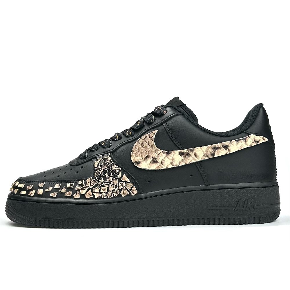 Nike Air Force 1 Skateboard Shoes Unisex Low-Top Black/Gold/White