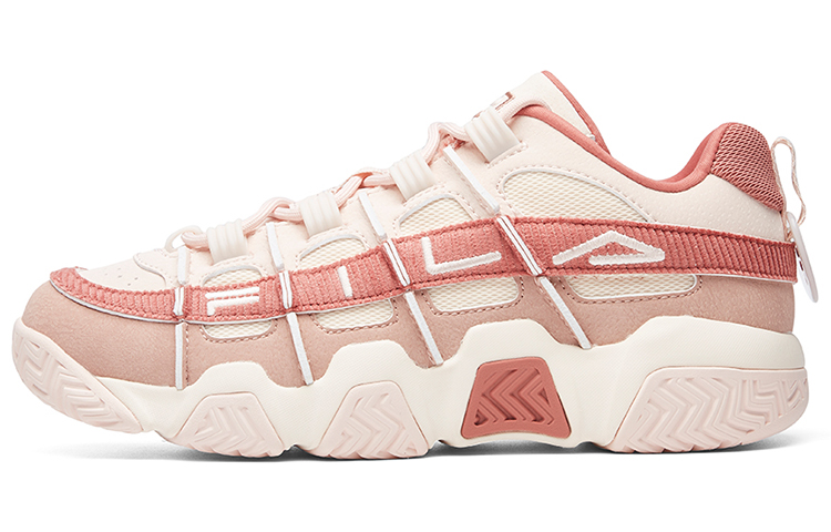 FILA FUSION ADE Barricade Cushioning Abrasion Resistant Breathable Low Top Vintage Basketball Shoes Women's Peach Pink