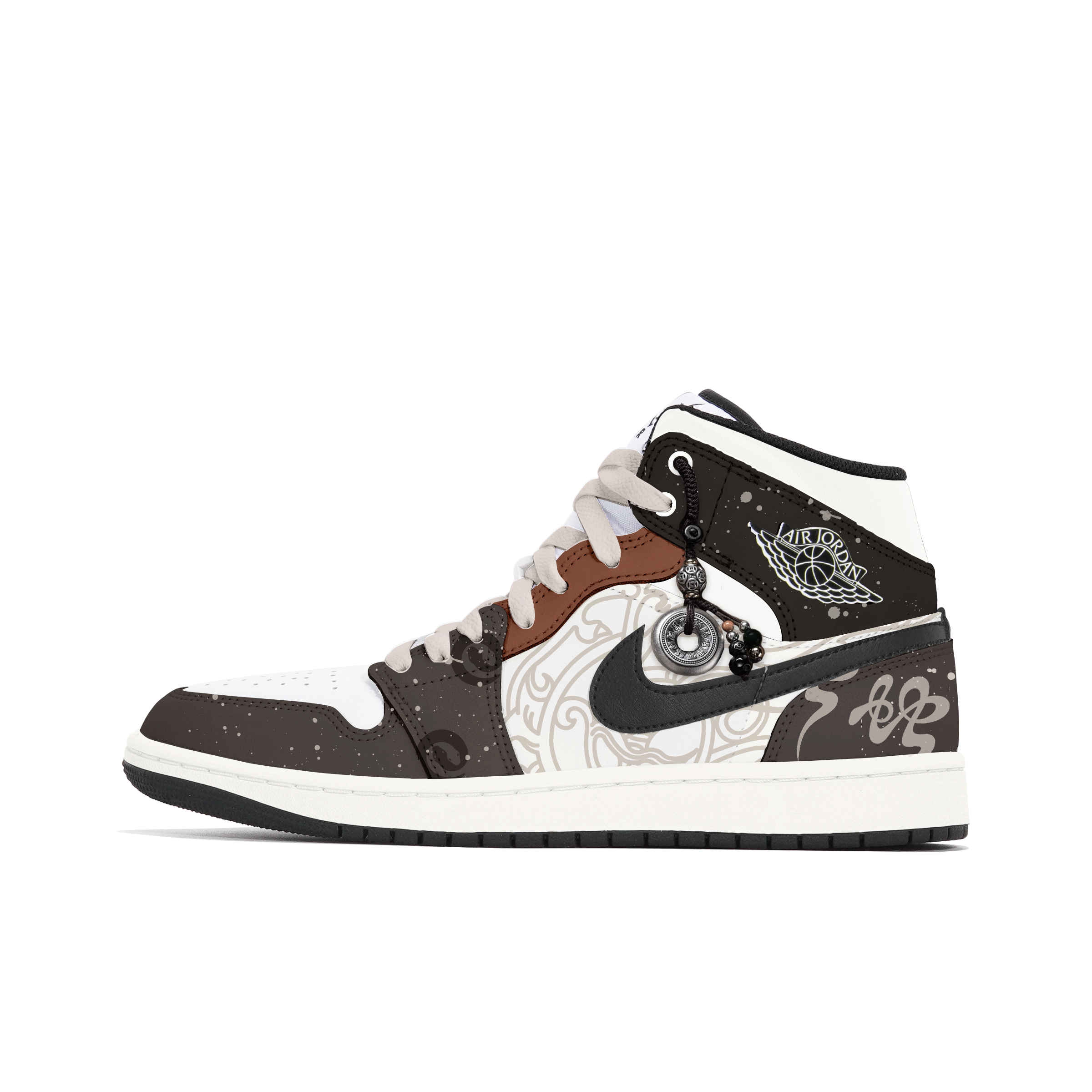 Jordan Air Jordan 1 Vintage Basketball Shoes Men Mid Top White/Brown купить в интернет-магазине Yoocart с быстрой доставкой по России.