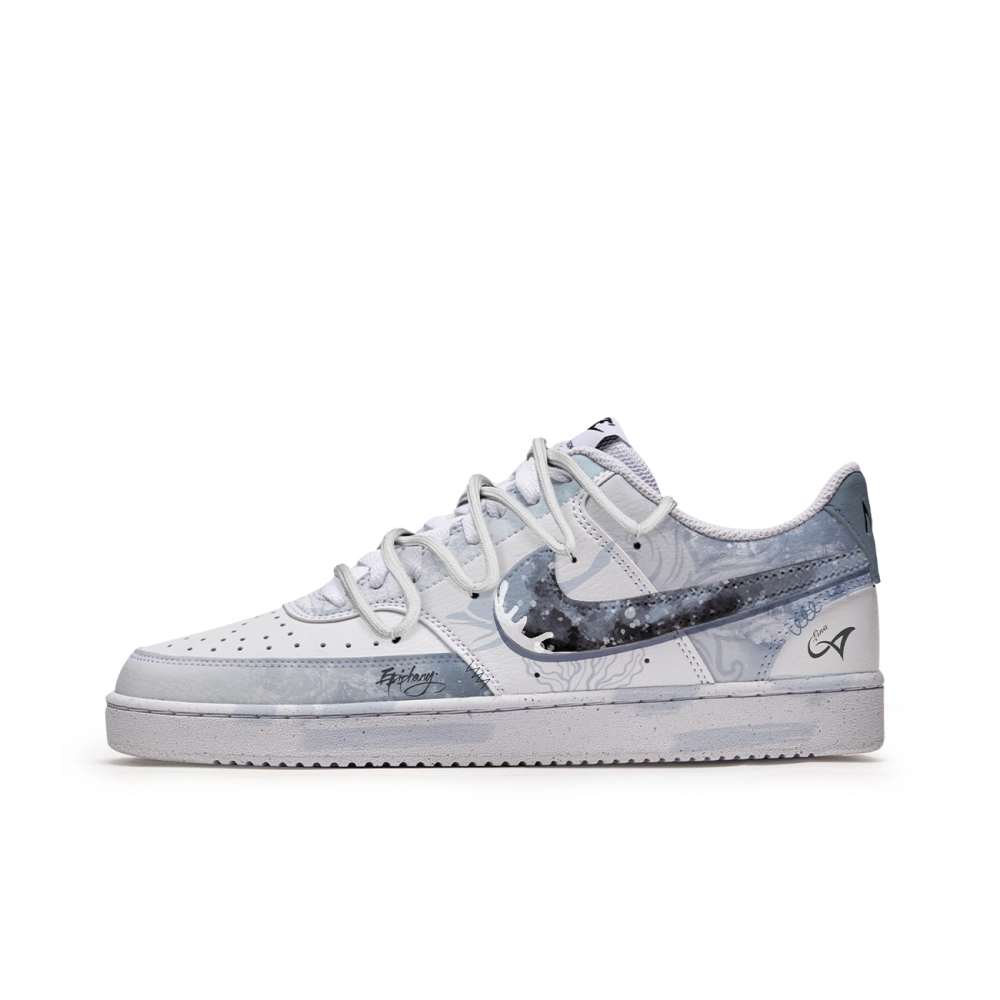 Nike Court Vision 1 P.M.S Winter Sea Anti Slip Wear Resistant Low Top Skateboard Shoes Men's Blue White