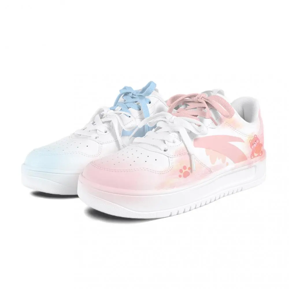 Anta Relaxed Slip Resistant, Abrasion Resistant, Lightweight Low top Skateboard Shoes Unisex Blue Pink Mismatched