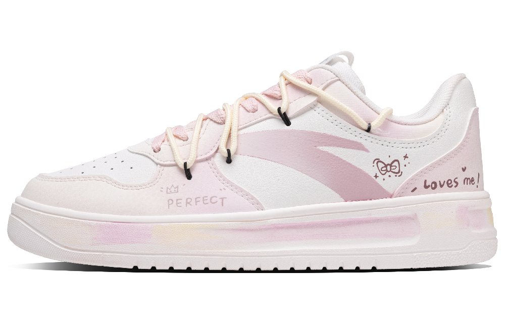 Anta Wear resistant And Lightweight Low Top Skateboard Shoes Men's White Pink