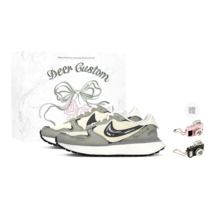Nike Phoenix Waffle DEER Mountain Starlight Height Increasing Low top Casual Shoes Women's Gray Beige