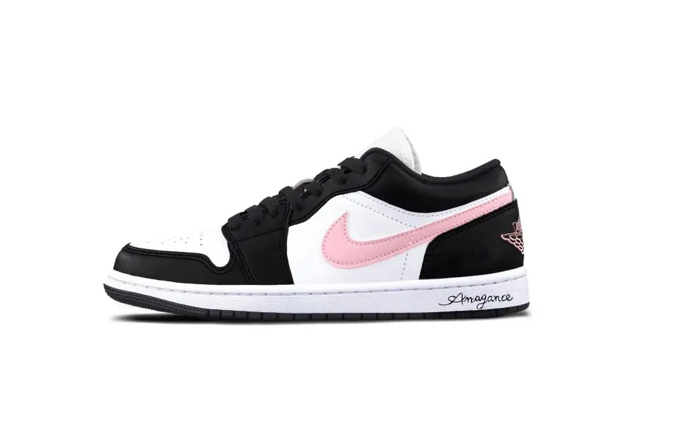Jordan Air Jordan 1 Abrasion Resistant Low top Vintage Basketball Shoes Unisex Black Pink