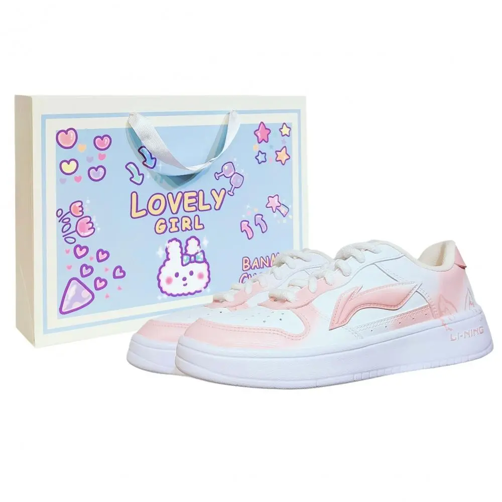 LiNing Pontoon Boats Coverage  Lightweight And Breathable Low top Skateboard Shoes Women's Pink White