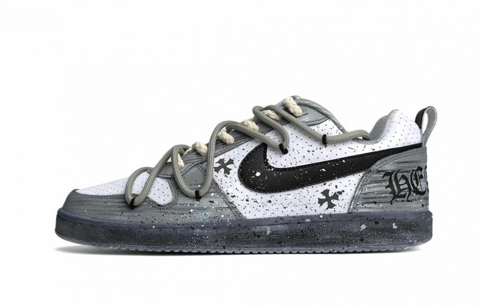 Nike Court Borough Low Low-Top Skateboard Shoes Men's Gray Black