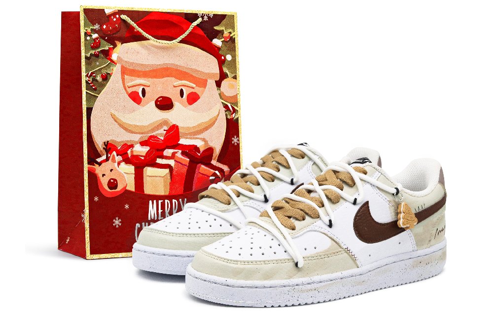 Nike Court Vision 1 Anti-Slip Wear-Resistant Low-Top Skateboard Shoes Men's Brown White