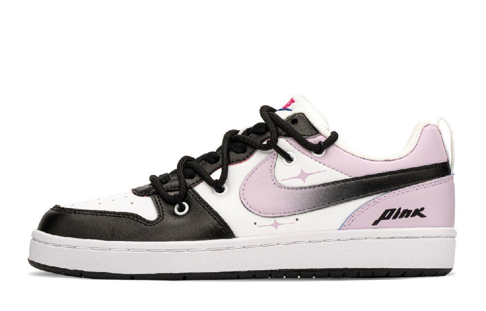 Nike Court Borough Low Top Skateboard Shoes GS Black Pink