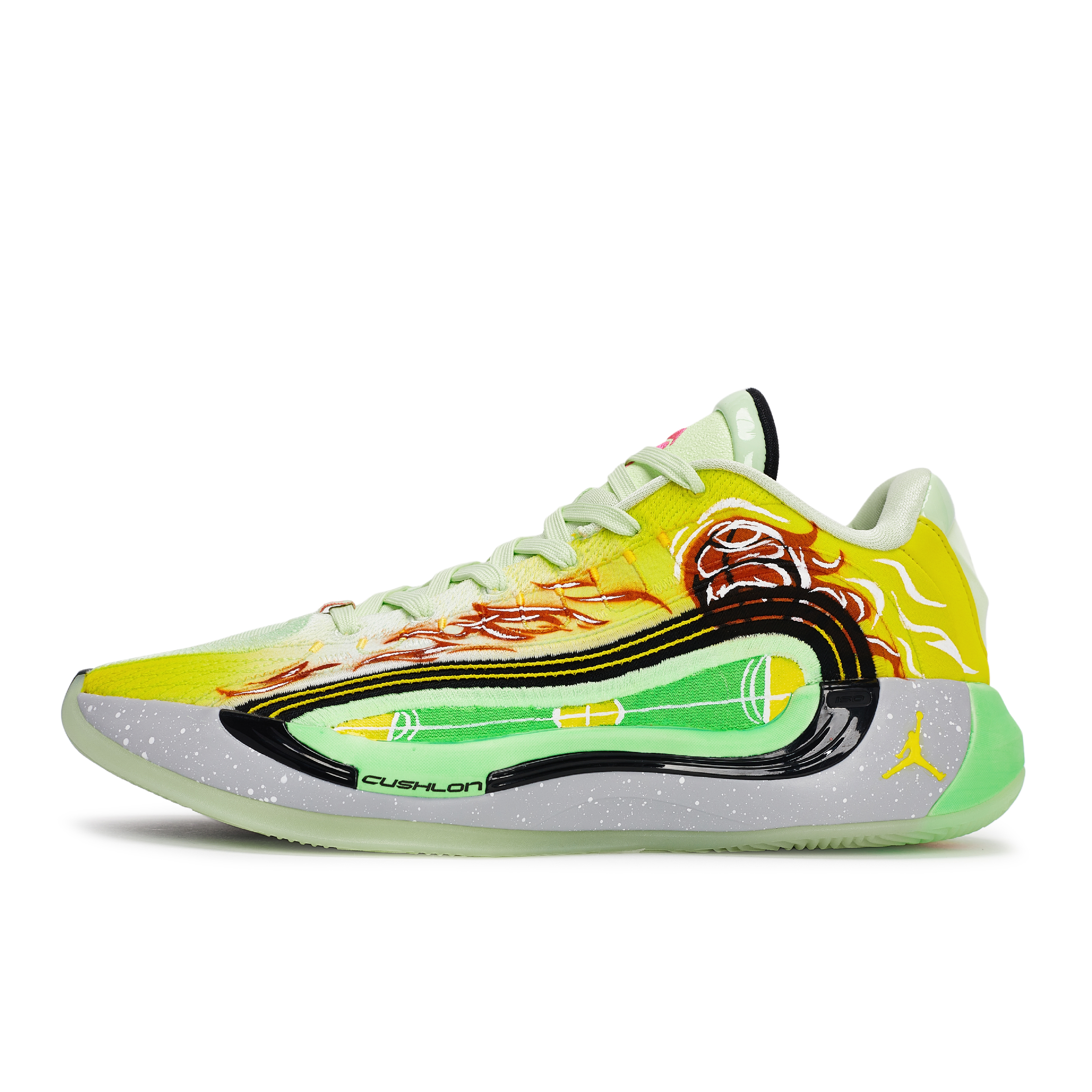 Jordan Luka 4 Yitiao Ya, Court Competition Abrasion Resistant Basketball Shoes Men's Black Yellow Green