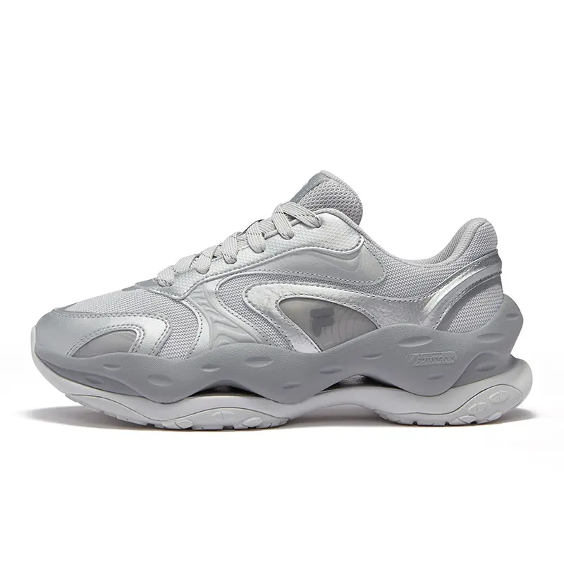 FILA FUSION Cheese Cheese Wear-Resistant Low-Top Casual Shoes Men's Silver Gray