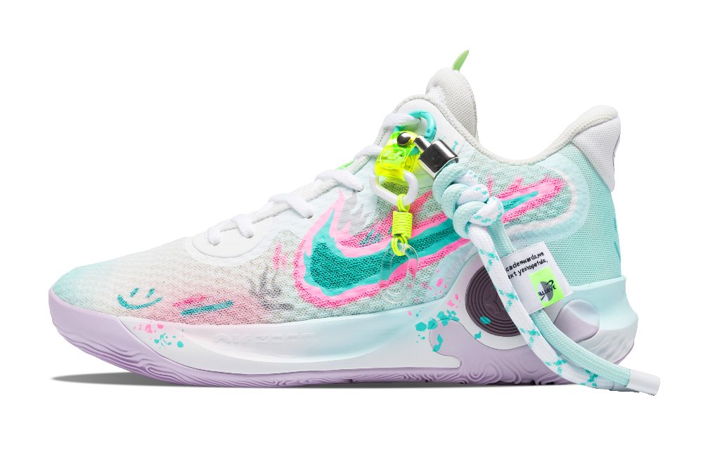 Nike KD Trey 5 IX Cushioning Wear-Resistant Low-Top Vintage Basketball Shoes Unisex Green Pink White
