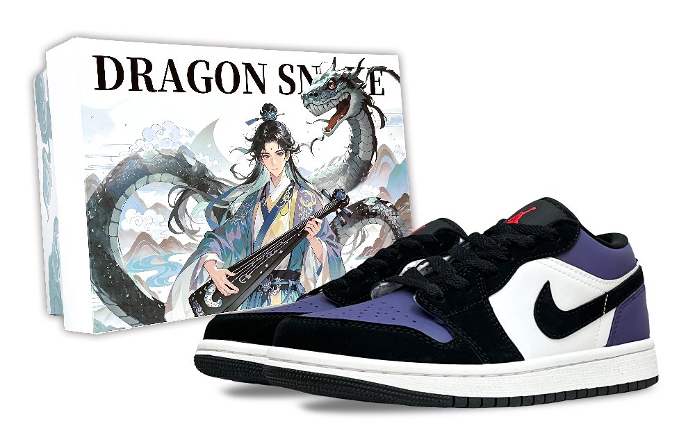 Jordan Air Jordan 1 Reverse Black Purple Anti Slip Wear Resistant Low Top Vintage Basketball Shoes Unisex Purple