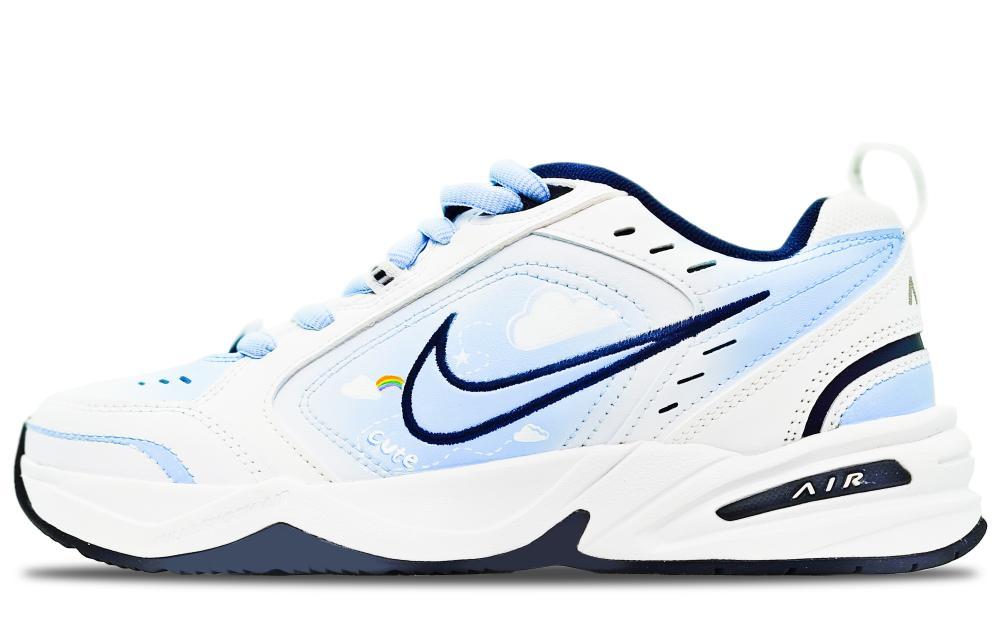 Nike Air Monarch 4 Anti-Slip And Wear-Resistant Height Increasing Low-Top Chunky Sneakers Women's Blue White