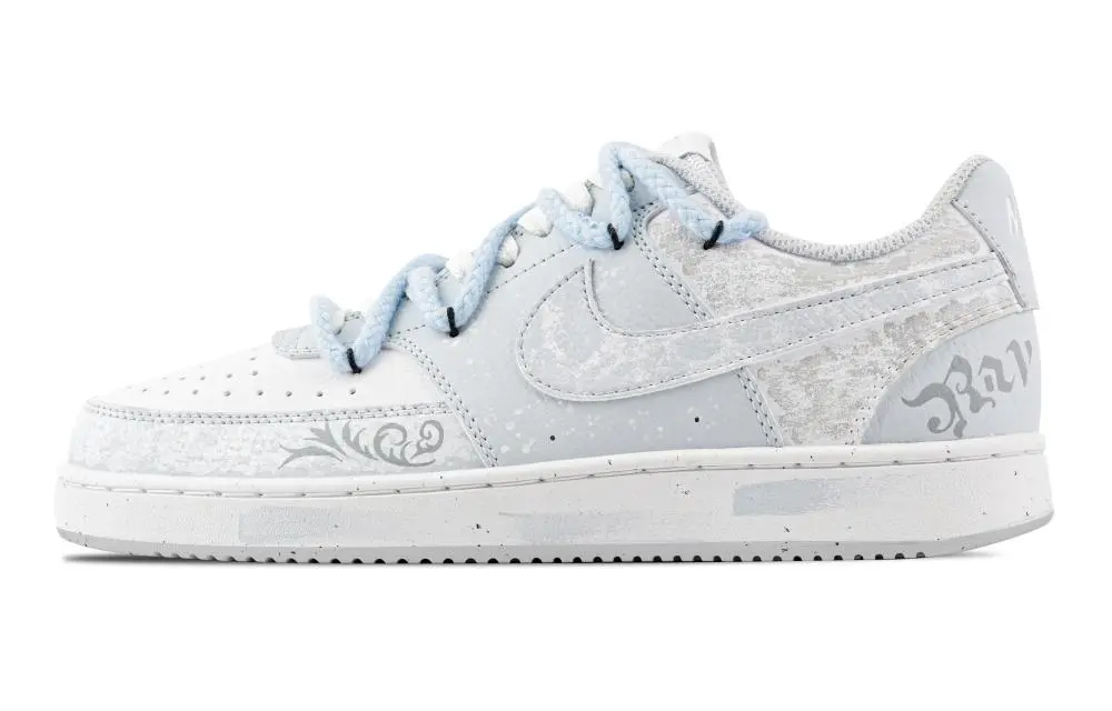Nike Court Vision Blue Snake Ash Abrasion Resistant Low top Skateboard Shoes Men's Light Blue