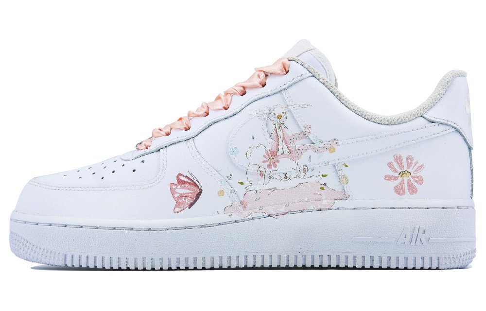 Nike Air Force 1 Lop-Eared Rabbit SDS Low-Top Skateboard Shoes GS Pink White