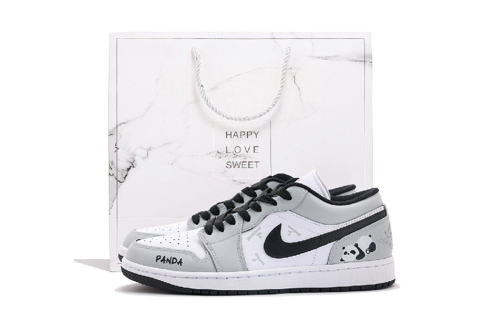 Jordan Air Jordan 1 Abrasion Resistant Low Top Vintage Basketball Shoes Unisex Gray White