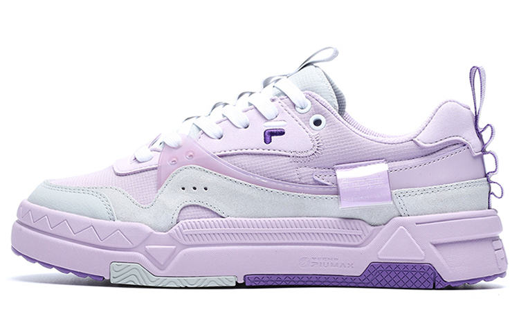 FILA FUSION BANK Anti-Slip Wear-Resistant Low-Top Skateboard Shoes Women's Purple Gray