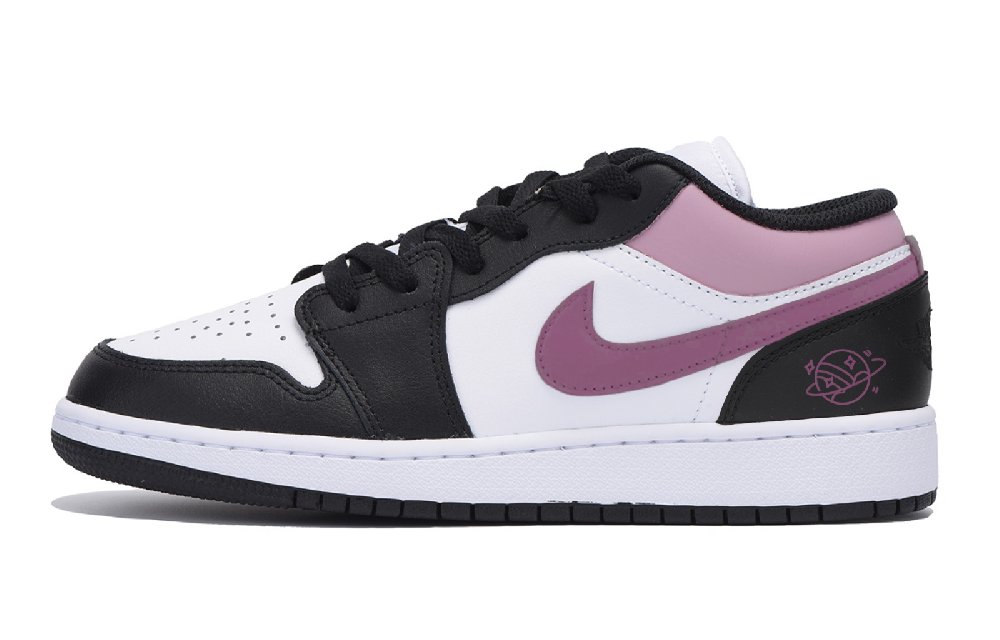 Jordan Air Jordan 1 Wear-Resistant Slip-Resistant Low-Top Vintage Basketball Shoes Men's Black White Pink