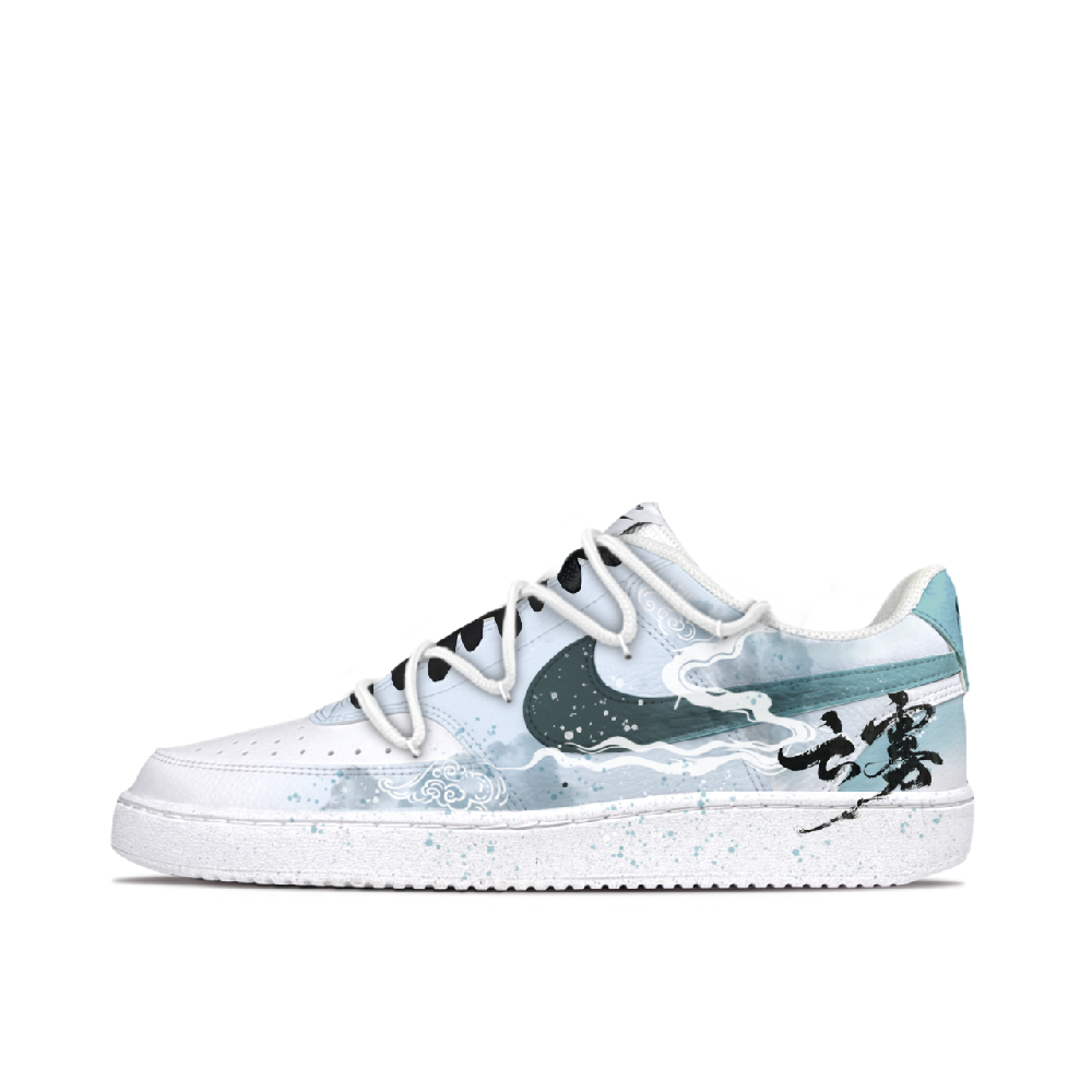 Nike Court Vision 1 Blue Cloud Mist Anti Slip Wear Resistant Low Top Skateboard Shoes Unisex White Blue