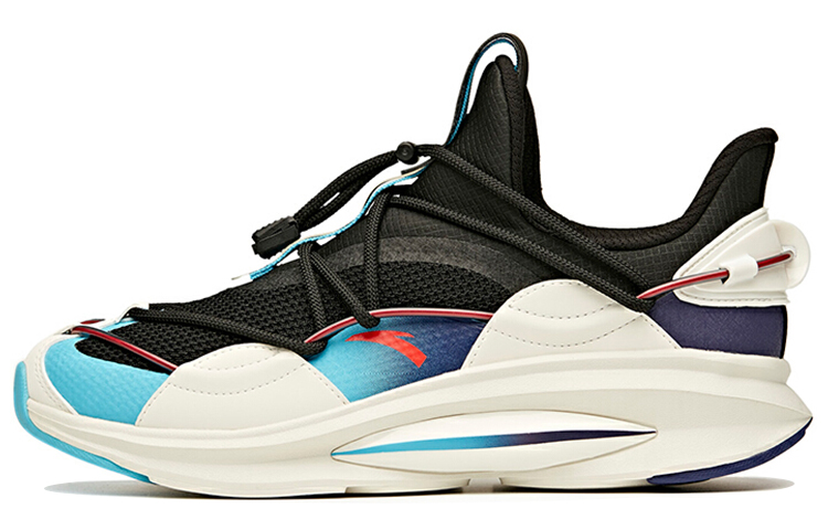 Anta Running Collection Anti-Slip Wear-Resistant Low-Top Running Shoes Black White Blue