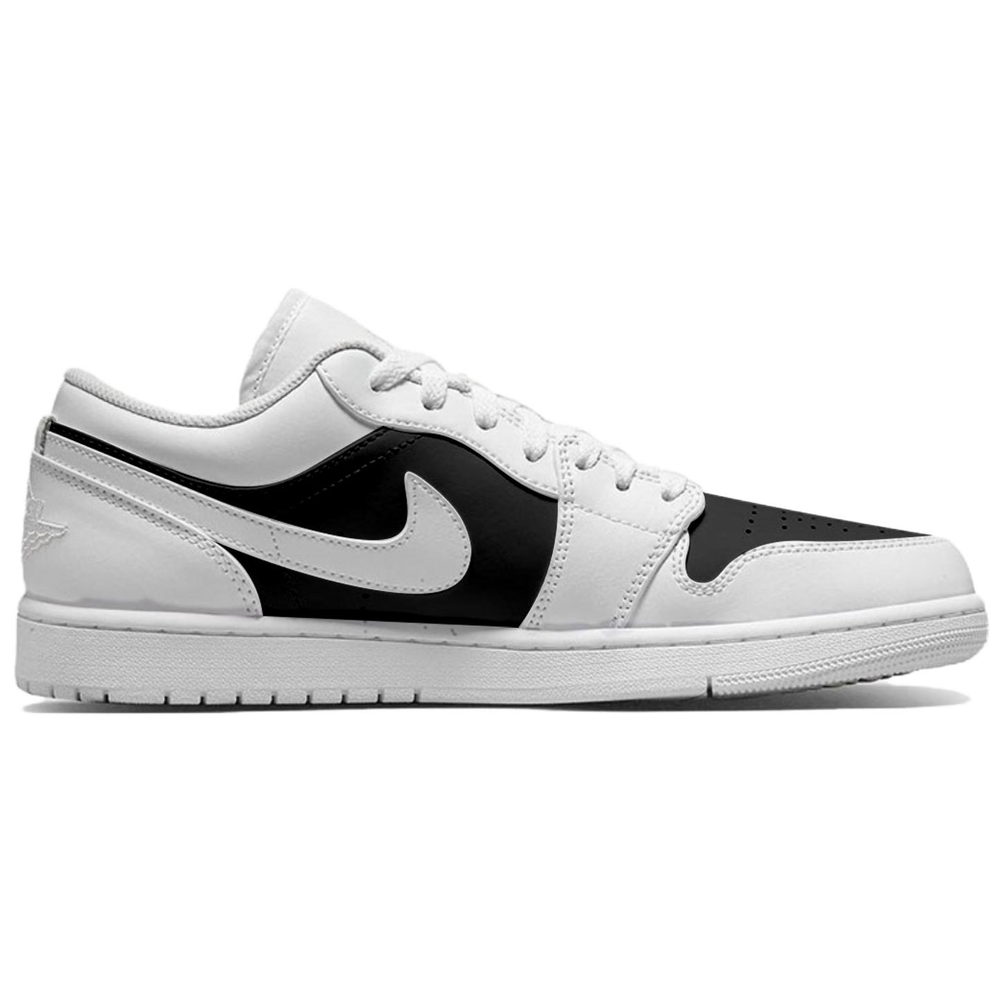 Jordan Air Jordan 1 Cushioning, Wear Resistant Low top Vintage Basketball Shoes Unisex Black White