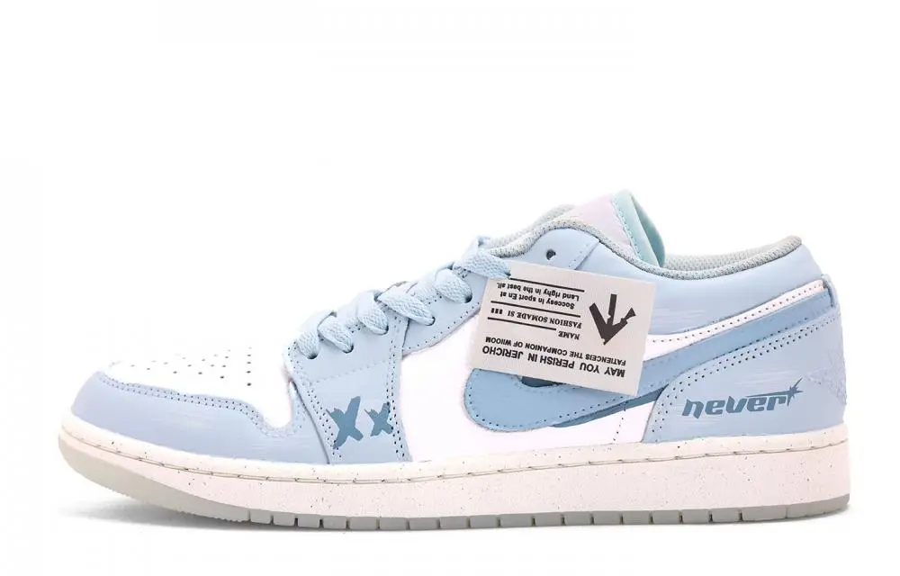 Jordan Air Jordan 1 Abrasion Resistant Coverage Low top Vintage Basketball Shoes Unisex White Blue