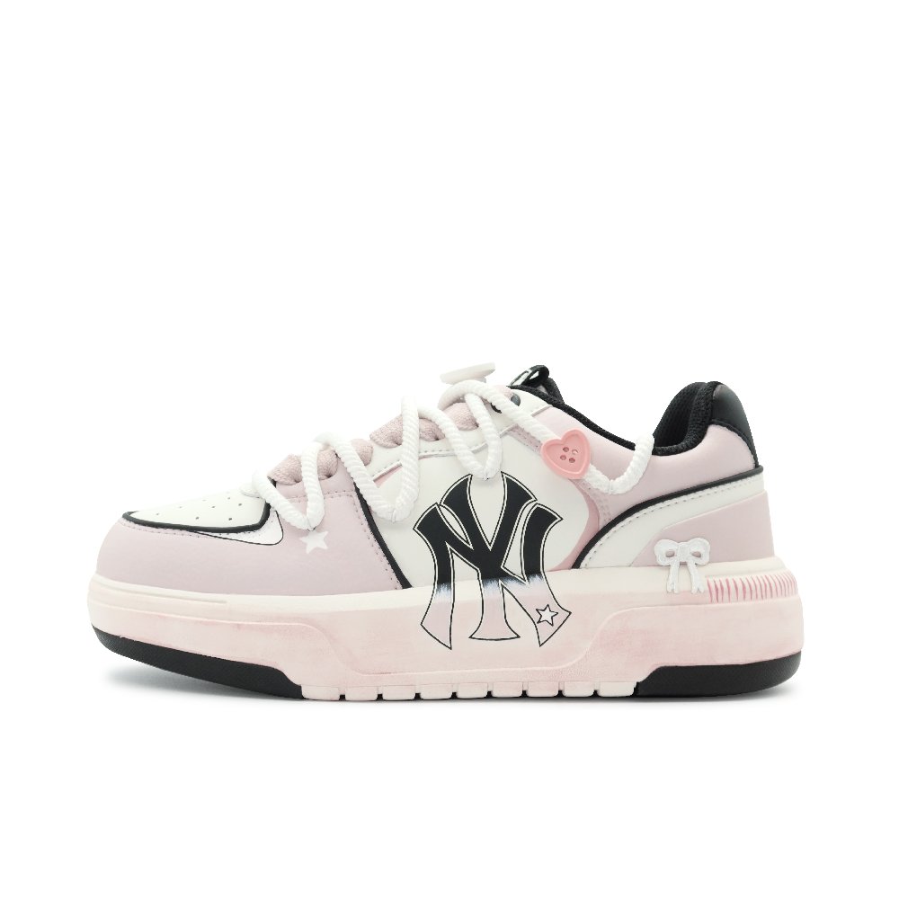 MLB Chunky Liner Anti-Slip Wear-Resistant Low-Top Skateboard Shoes Unisex Pink White