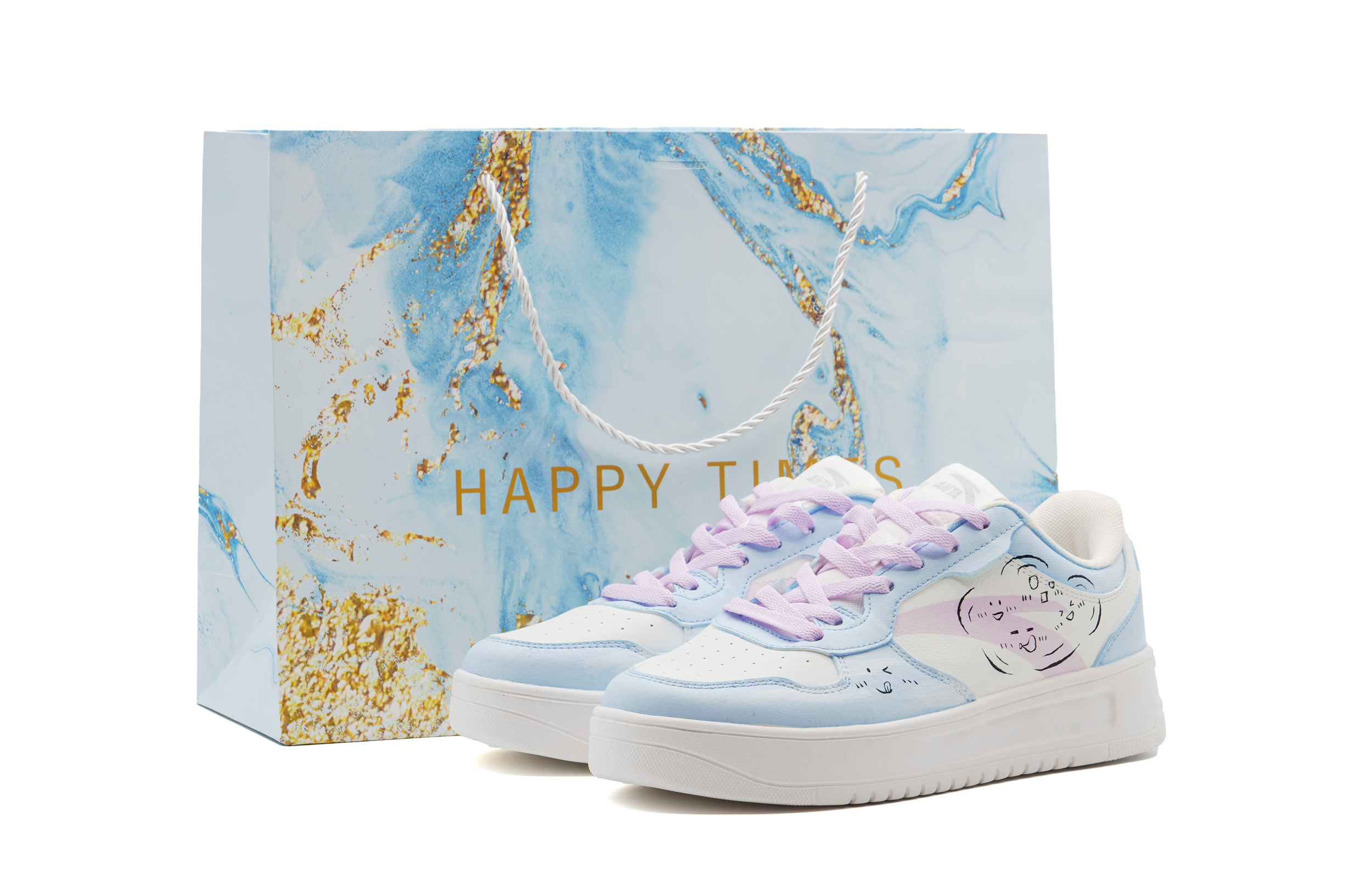 Anta Relaxed Slip Resistant Shock Absorbers Low top Skateboard Shoes Unisex Blue Shopping Bag купить в интернет-магазине Yoocart с быстрой доставкой по России.